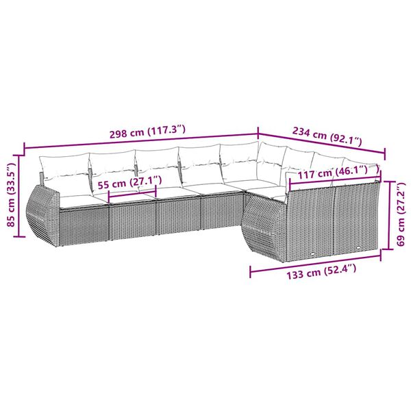 vidaXL 9-osaline aiadiivani komplekt patjadega, must, pol&uuml;rotang