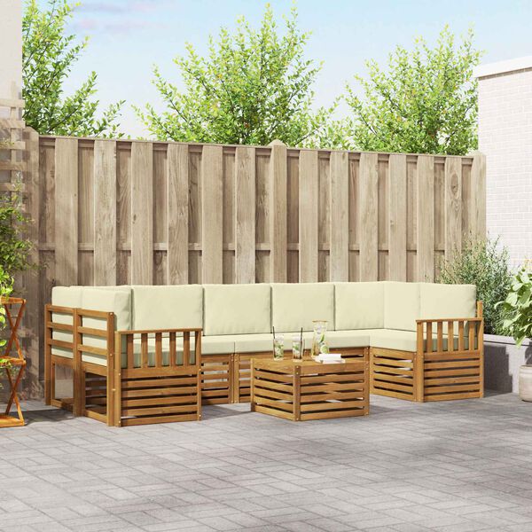 vidaXL Diivanikomplektid 8 pcs Looduslik ja kreem Tugev akatsiapuu