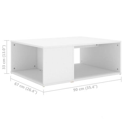 vidaXL kohvilaud, valge, 90 x 67 x 33 cm, puitlaastplaat