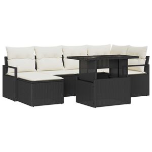 vidaXL Aia Diivanikomplekt ladustamisega 7 pcs Must Pol&uuml;rooster