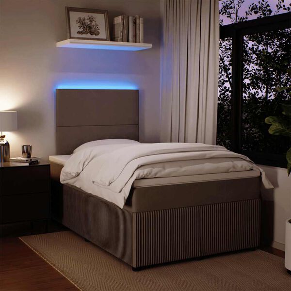 vidaXL kontinentaalvoodi madratsiga, helehall, 120x200 cm, samet