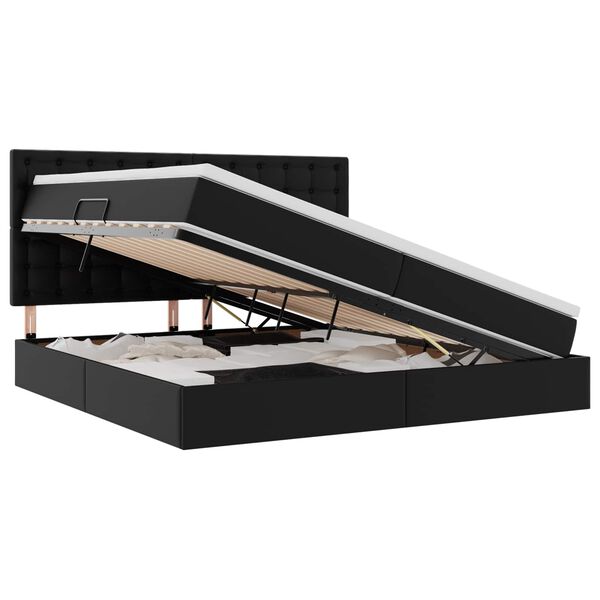 vidaXL Laos voodi madratsiga peaga Must 200 x 200 cm Kunstnahk