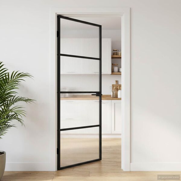 vidaXL Kodu uks 83 x 201,5 x 3,5 cm Alumiinium ja T&ouml;&ouml;deldud Klaas