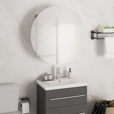 vidaXL vannitoakapp ümmarguse peegli ja LED-iga, must, 47x47x17,5 cm