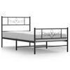 vidaXL metallist voodiraam peatsi ja jalutsiga, must, 75 x 190 cm