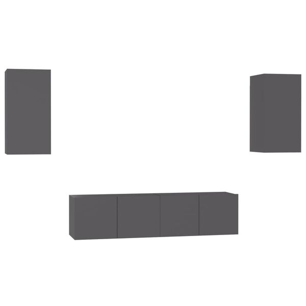 vidaXL 4-osaline telerikappide komplekt, hall, puitlaastplaat