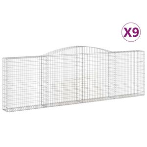vidaXL kaarekujulised gabioonkorvid 9 tk, 400x30x120/140 cm, raud