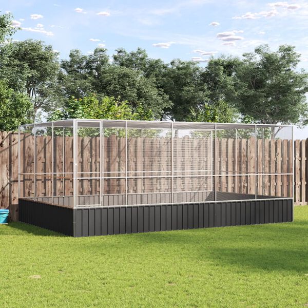 vidaXL linnumaja koos laiendusega, hõbedane, 518x307x212 cm, teras