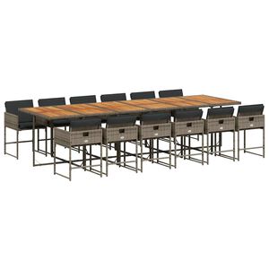 vidaXL 13-osaline aia s&ouml;&ouml;gim&ouml;&ouml;bli komplekt patjadega, hall, pol&uuml;rotang