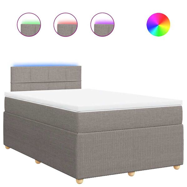 vidaXL kontinentaalvoodi madratsiga, pruunikashall, 120x190 cm, kangas