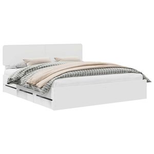 vidaXL Voodi raam peaga sahtliga Valge 200 x 200 cm T&ouml;&ouml;deldud puit