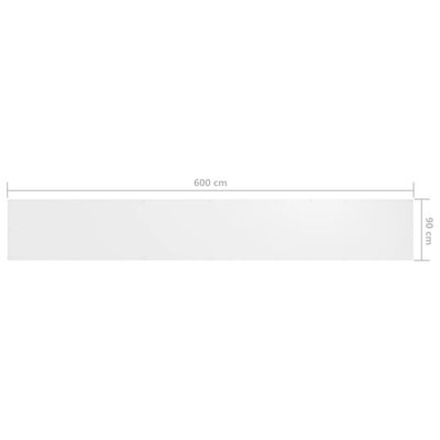 vidaXL rõdusirm, valge, 90 x 600 cm, oxford-kangas