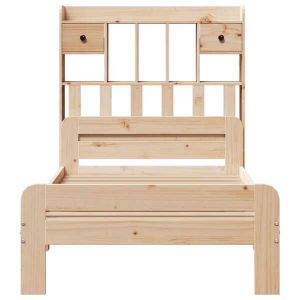 vidaXL riiuliga voodiraam ilma madratsita, 75x190 cm, m&auml;nnipuit