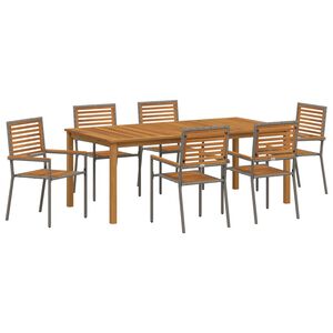 vidaXL Aia s&ouml;&ouml;gilaudade komplekt 7 pcs Hall Tugev akatsiapuu