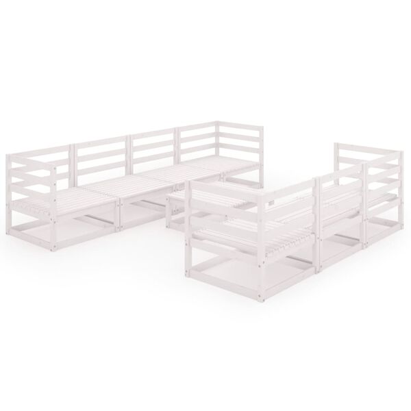 vidaXL 8-osaline aiam&ouml;&ouml;blikomplekt, valge, m&auml;nnipuit