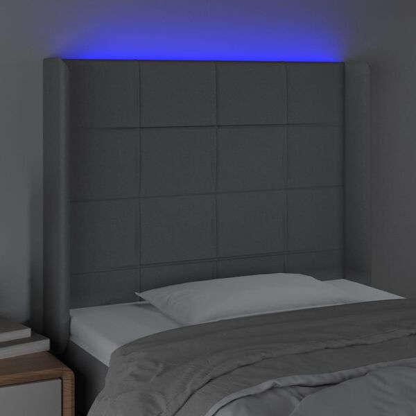 vidaXL LED-voodipeats, helehall, 103x16x118/128 cm, kangas