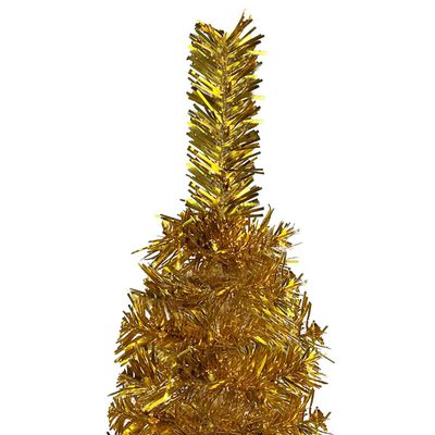 vidaXL kitsas jõulukuusk LEDide ja kuulidega, kuldne, 180 cm