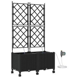 vidaXL Aiakonteiner Kastmise ja Ratastega 2 tk Must 80 x 40 x 148 cm