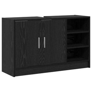 vidaXL Vannitoa kapp riiuliga Must tamm 90 x 29 x 55 cm Tehispuit