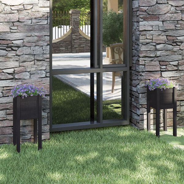 vidaXL aia taimekast 2 tk, must, 31 x 31 x 70 cm, toekas männipuit