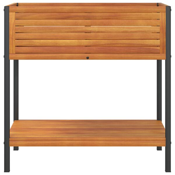 vidaXL riiuliga aia taimekast, 80 x 45 x 80 cm, akaatsiapuit ja teras