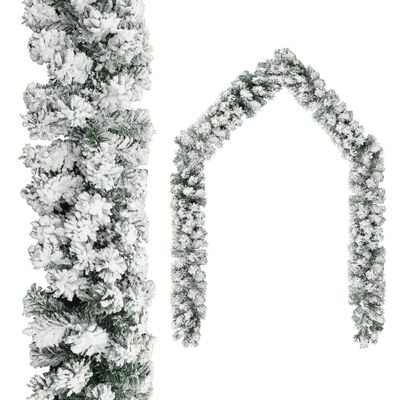vidaXL jõuluvanik kunstlumega, roheline, 10 m, PVC
