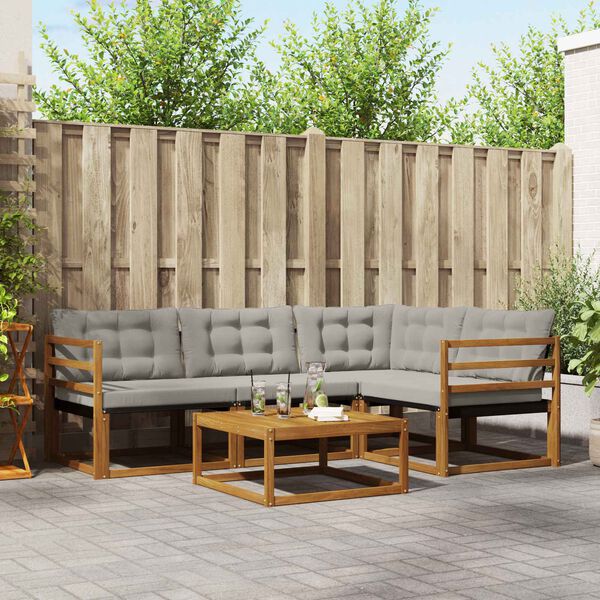 vidaXL V&auml;li diivanikomplekt padjaga 5 pcs Looduslik ja Hele Hall