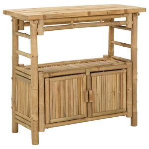 vidaXL Konsoollaud riiuliga uksega Neutraalne 80 x 35 x 75 cm Bambus