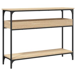 vidaXL konsoollaud riiuliga, Sonoma tamm, 100 x 29 x 75 cm, t&ouml;&ouml;deldud puit