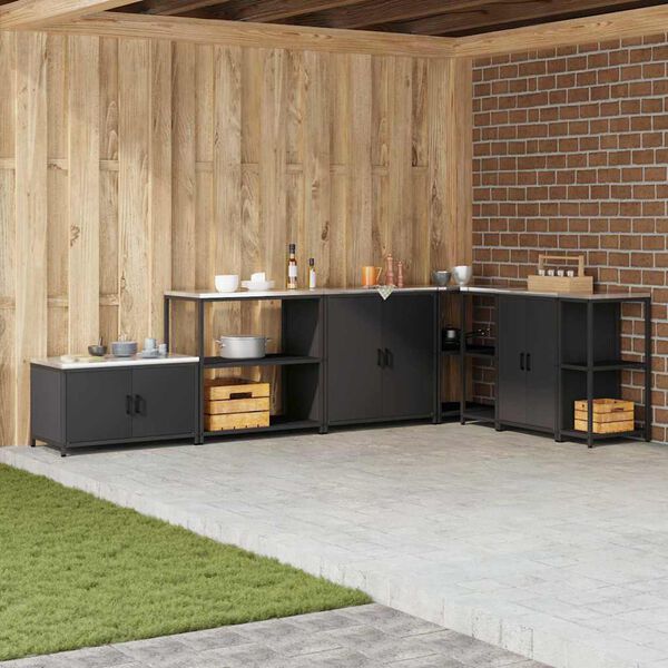 vidaXL K&ouml;&ouml;givarude s&auml;ilitamine riiuliga Must 60 x 50 x 92 cm Teras