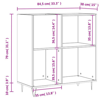 vidaXL plaadikapp, kõrgläikega valge, 84,5 x 38 x 89 cm, tehispuit