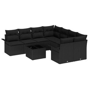 vidaXL Aia Diivanikomplekt padjaga ladustamisega 9 pcs Must pol&uuml;rotang