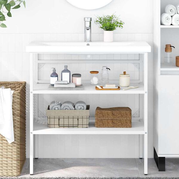 vidaXL vannitoa valamuraam, valge, 79 x 38 x 83 cm, raud