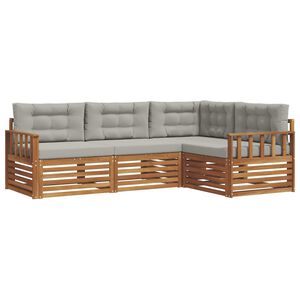 vidaXL V&auml;li diivanikomplekt padjaga 4 pcs Looduslik ja Hele Hall
