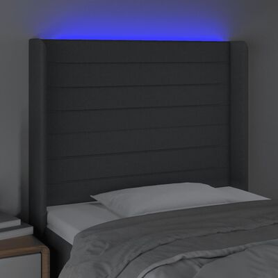 vidaXL LED-voodipeats, tumehall, 83x16x118/128 cm, kangas