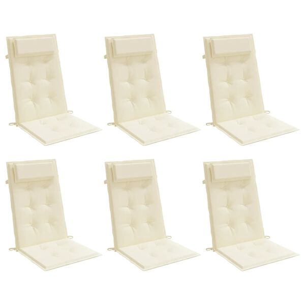 vidaXL k&otilde;rge seljatoega toolipadjad 6 tk, kreemjas, oxford kangas