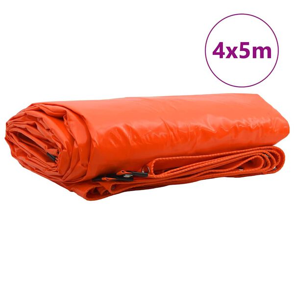 vidaXL Tarpaulin 650g / m² Oranž 4 x 5 m Lõuend PVC kattega