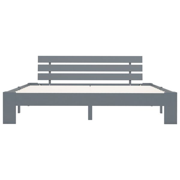 vidaXL voodiraam peatsiga, hall, 160 x 200 cm, männipuit