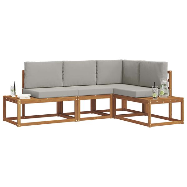 vidaXL V&auml;li diivanikomplekt padjaga 4 T&uuml;kk Looduslik ja Hele Hall