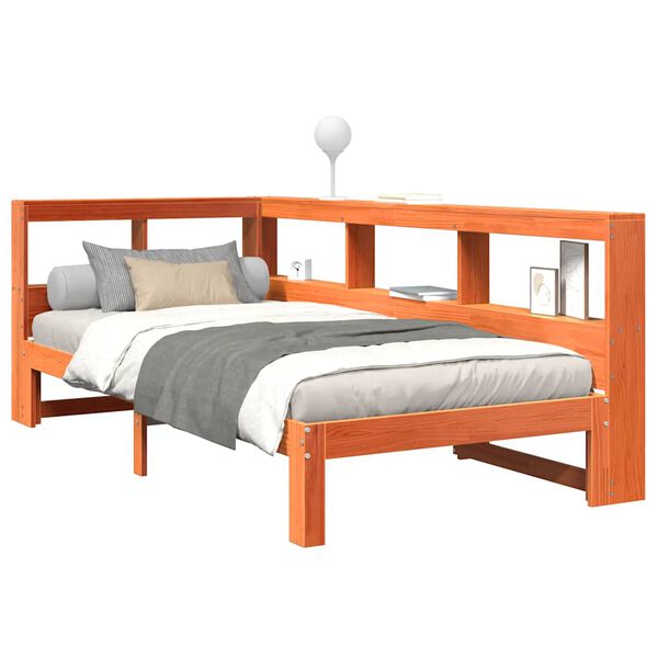 vidaXL riiuliga voodi ilma madratsita, vahapruun, 90x200 cm, m&auml;nnipuit