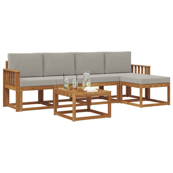 vidaXL V&auml;li diivanikomplekt padjaga 6 pcs Looduslik ja Hele Hall