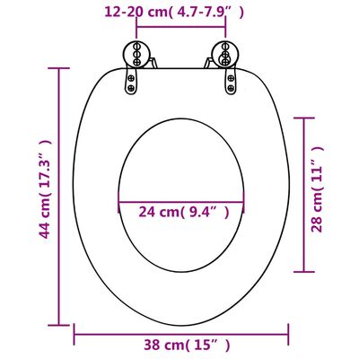 vidaXL WC prill-laud vaikselt sulguv, MDF, süvamere disainiga