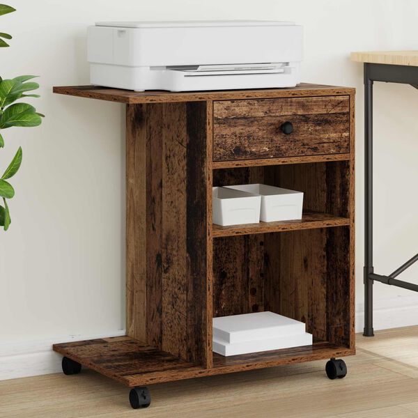 vidaXL Printeri alus sahtliga Vana puit 60 x 40 x 68.5 cm Tehispuit