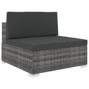 vidaXL sektsiooniline keskmine iste, 1 tk, patjadega, pol&uuml;rotang, hall