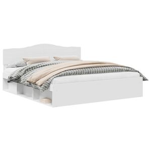 vidaXL Voodi raam peaga Valge 200 x 200 cm Tahke m&auml;nd