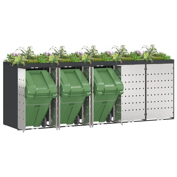 vidaXL Ratta prügikasti hoidmine 3 prügikasti jaoks Antratsiit