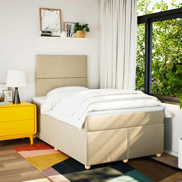 vidaXL kontinentaalvoodi madratsi, kreemjas, 120x190 cm, kangas