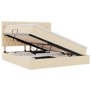 vidaXL LED-valgusega hoiuvoodi madratsiga Kreem 160 x 200 cm Pol&uuml;ester