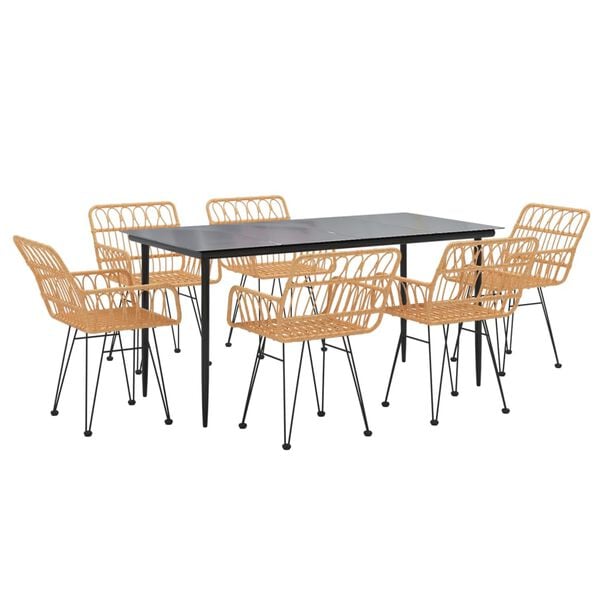 vidaXL 7-osaline aiamööbli komplekt, polürotang