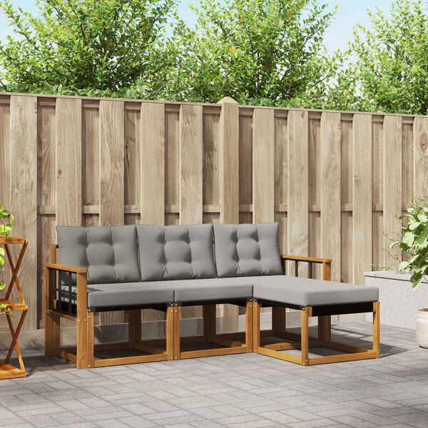 vidaXL V&auml;li diivanikomplekt padjaga 4 pcs Looduslik ja Hele Hall